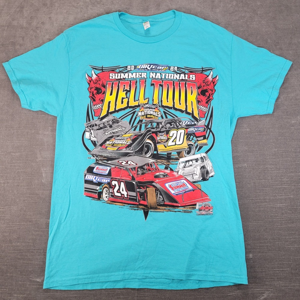 DIRTcar Summer Nationals 2024 Hell Tour‎ Racing T-Shirt Teal Medium